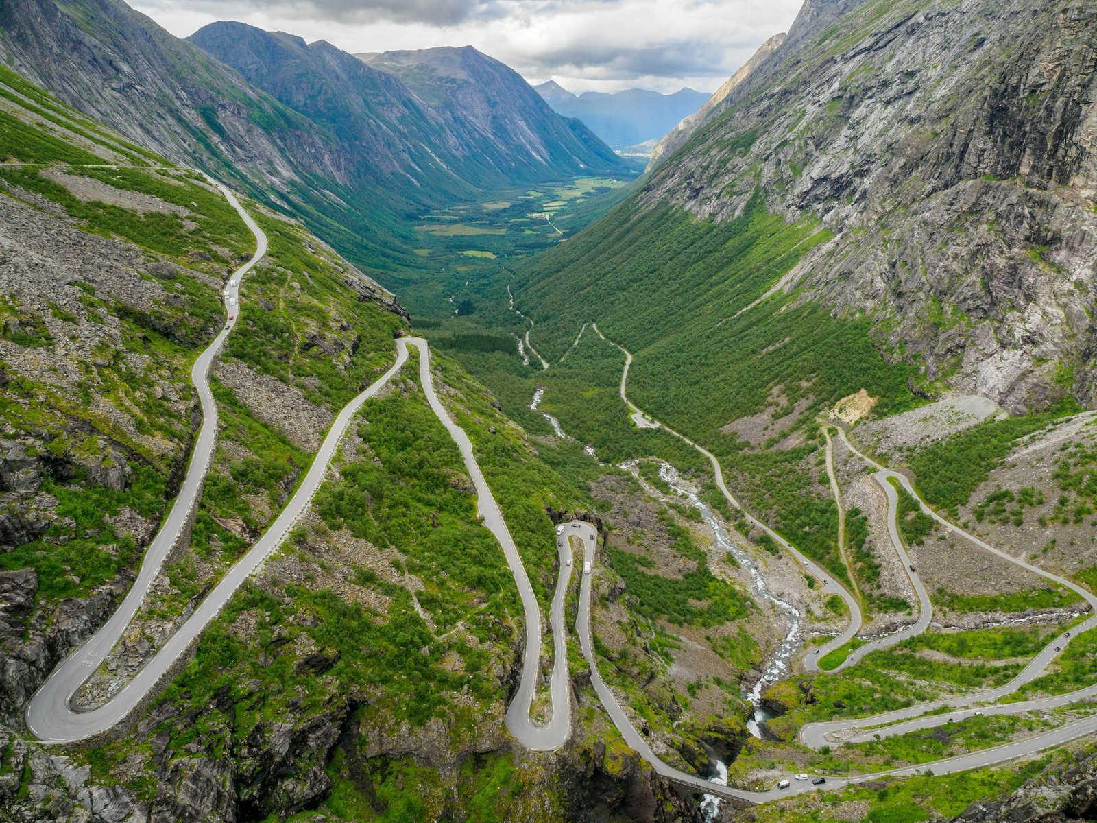 Norwegian serpentine mountain road known as Trollstigen in Norway.